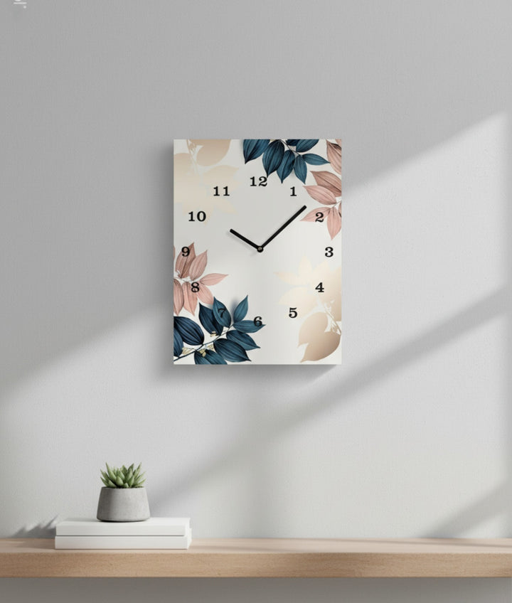 Floral Printed Wooden Wall Clock