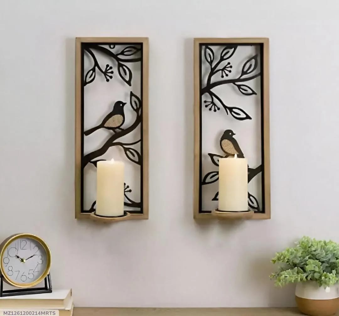 Set of 2 Bird &amp; Branch Wall Sconce Shelves