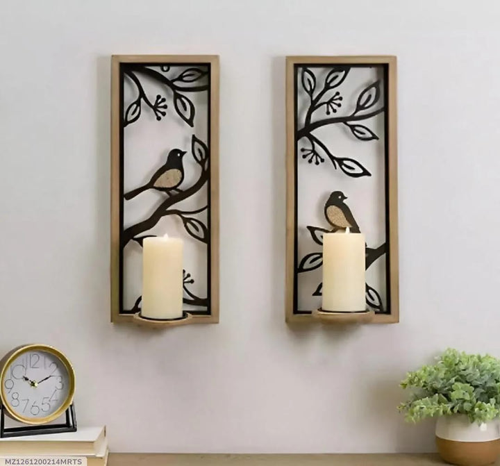 Set of 2 Bird &amp; Branch Wall Sconce Shelves
