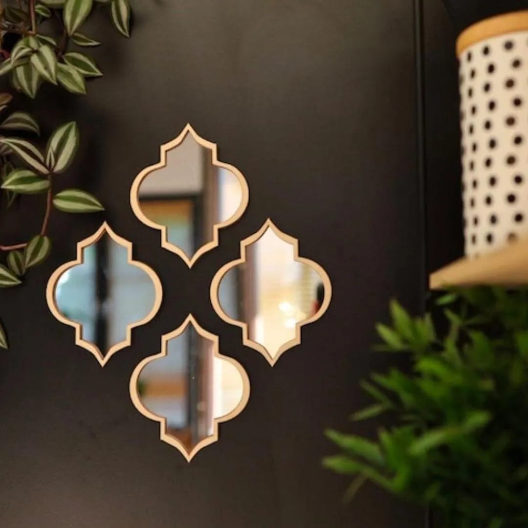 &nbsp;Modern Style Wall Mirror Décor Set – Decorative Acrylic Mirror Wall Art ( Pack of 04)