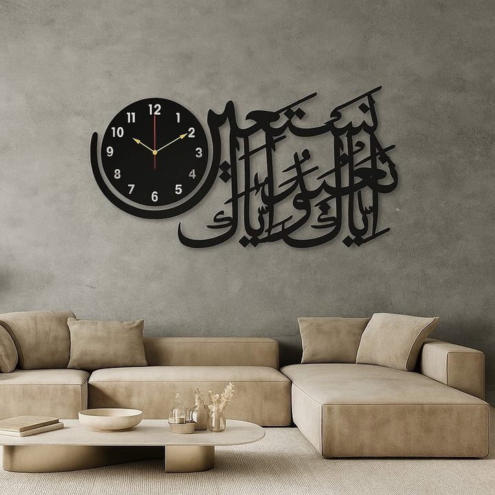 Labbaik Ya Hussain Wall Clock – Elegant Wooden Decorative Wall Clock Ideal For Home, Office, And Religious Spaces