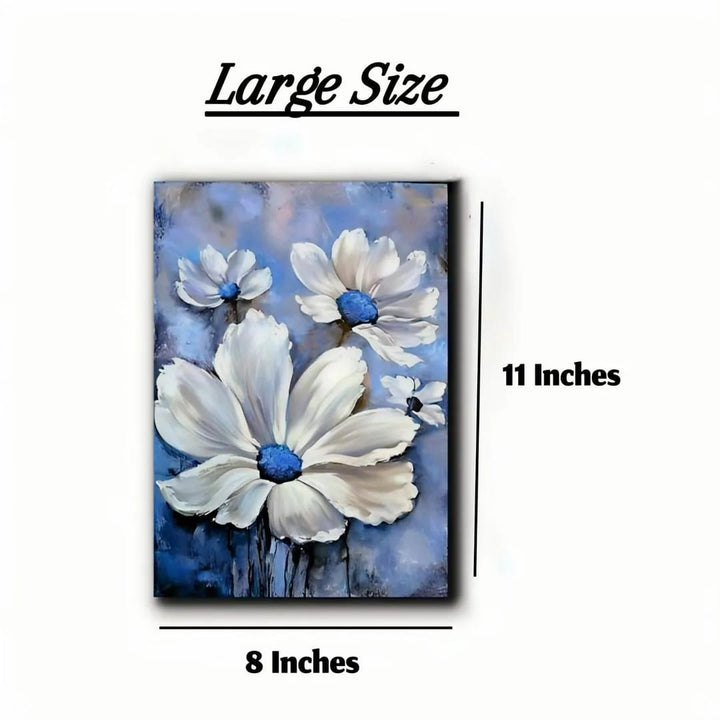 Set of 5 blue flowers wall art wooden frames for home decoratio
